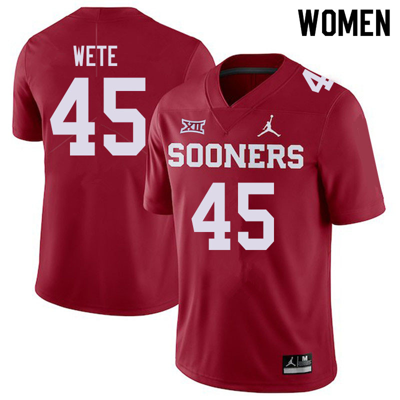 Jordan Brand Women #45 Joseph Wete Oklahoma Sooners College Football Jerseys Sale-Crimson - Click Image to Close